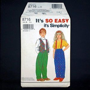 Simplicity 8716 Boys Girls Child Pants Sewing Pattern Sz 2 3 4 5 6 6X Uncut FF